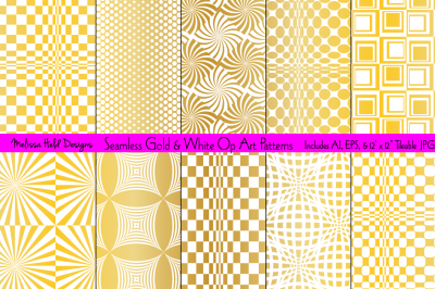 Seamless Gold Op Art Patterns