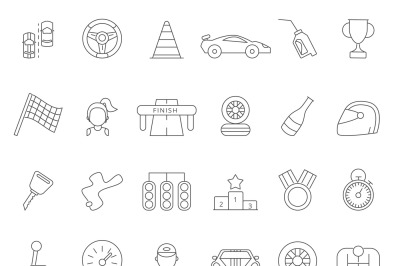 Linear icon set of formula 1 cars