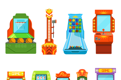 Game machines. Vector pictures in cartoon style