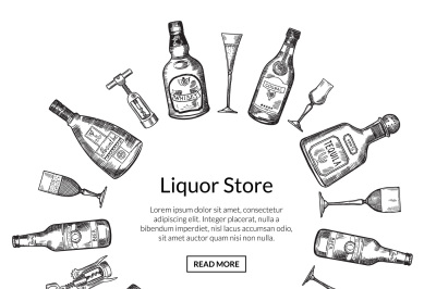 Vector hand drawn alcohol drink bottles and glasses i