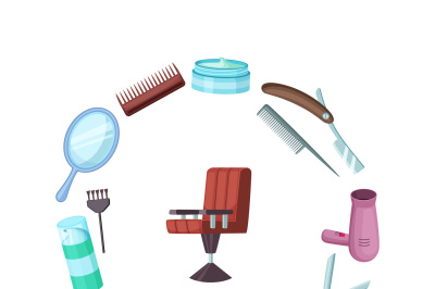 Vector hairdresser or barber cartoon elements