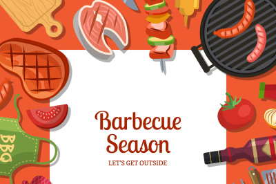 Vector illustration with barbecue or grill cooking theme with place fo