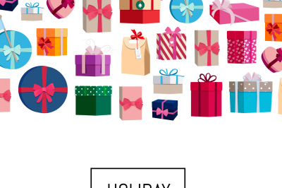 Vector gift boxes or packages background illustration with place for t