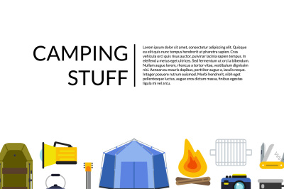 Vector flat style camping elements background illustration