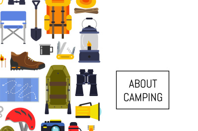 Vector flat style camping elements background illustration