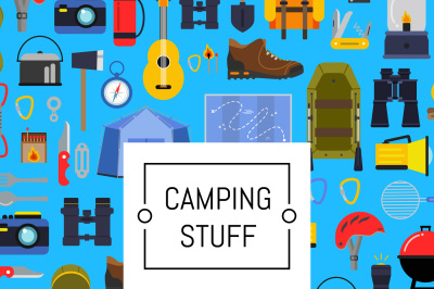 Vector flat style camping background illustration