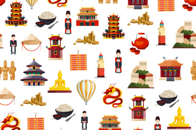 Vector flat style china elements pattern