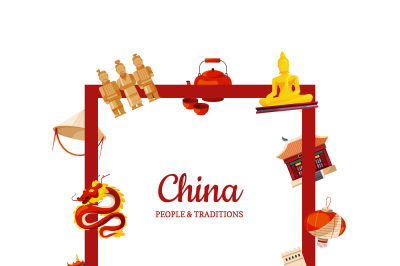 Vector frame china elements and sights