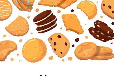 Vector background with lettering and with cartoon cookies