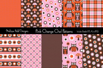 Pink & Orange Owl Patterns