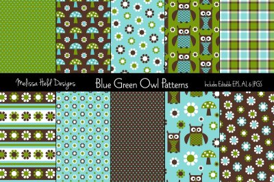 Blue & Green Owl Patterns
