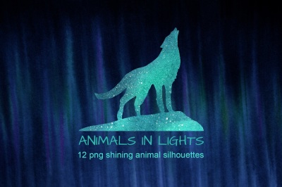 ANIMALS IN LIGHTS. Watercolor set