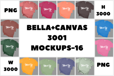MEGA BUNDLE 16 Mockups Bella Canvas 3001 Unisex Tshirt