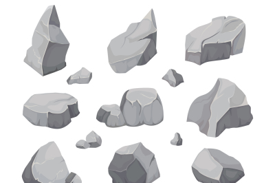 Rock stones. Graphite stone, coal and rocks pile isolated vector illus