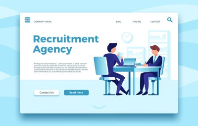 Recruitment agency. Business employment landing page, finding and hiri