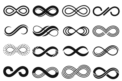 Infinity symbol. Infinit repetition, unlimited contour and endless iso