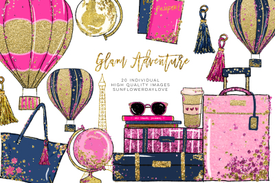 Glam Adventure Travel Clipart&2C; Travel Fashion Clipart