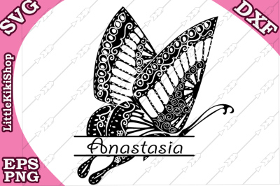 Zentangle Butterfly Monogram Svg, MANDALA BUTTERFLY, Butterfly Svg