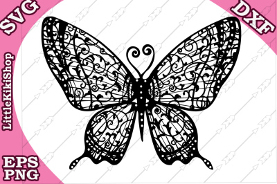 Zentangle Butterfly Svg, MANDALA BUTTERFLY, Butterfly cut file