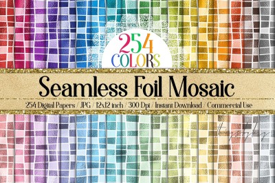 254 Seamless Metallic Foil Mosaic Digital Papers 12x12 inch