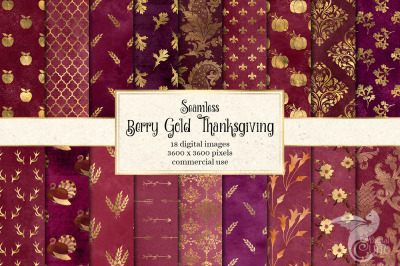 Berry Gold Thanksgiving Digital Paper