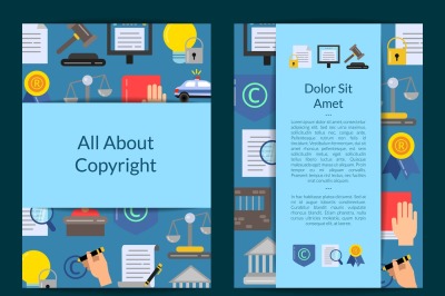 Vector card or flyer template with flat style copyright elements