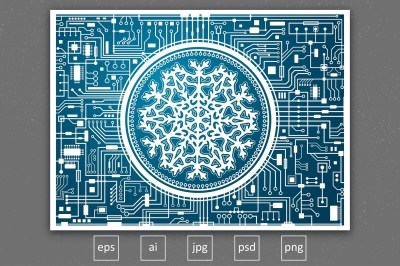 Christmas background with snowflake. Vector.