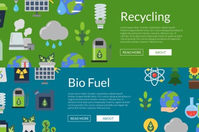 Vector banners illustration with ecology flat icons