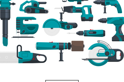 Vector background with electric construction tools