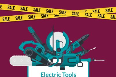 Vector electric construction tools sale background