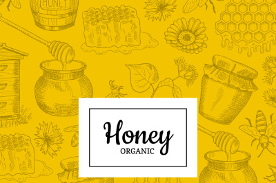 Vector background with sketched honey elements