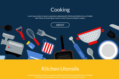 Vector flat style kitchen utensils illustration