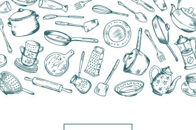 Vector background with kitchen utensils