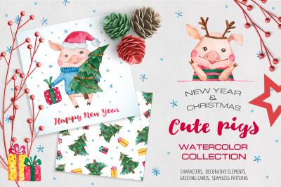 Pig Year Watercolor Collection