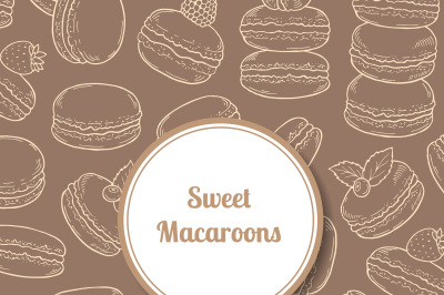 Vector background with hand drawn macaroon