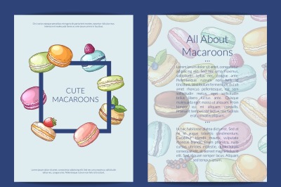 Vector card&2C; flyer or brochure template for sweet or pastry shop with 