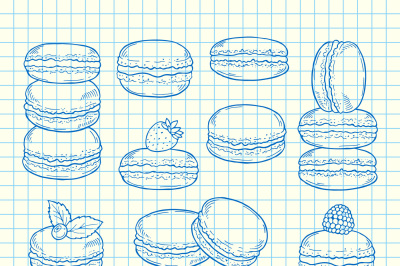 Vector set of hand drawn macaroons illustration