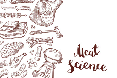 Vector hand drawn meat elements