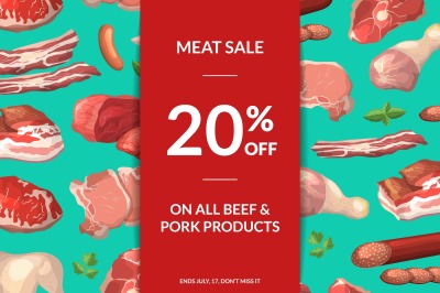 Vector meat elements sale background illustration