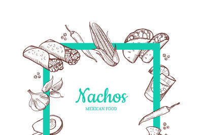 Vector sketched mexican food elements