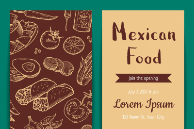Vector banner, flyer or invitation template for restaurant cafe mexica