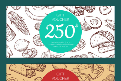 Vector discount or voucher template with mexican food