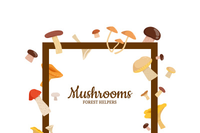 Vector frame with cartoon mushrooms