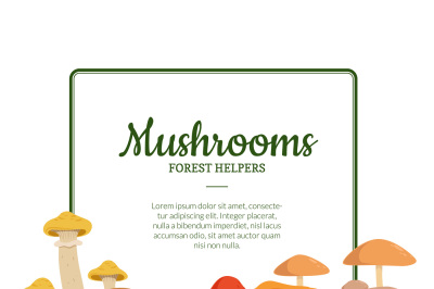 Vector frame with cartoon mushrooms