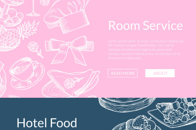 Vector web banner templates restaurant or room service