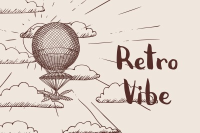 Vector steampunk hand drawn air balloon