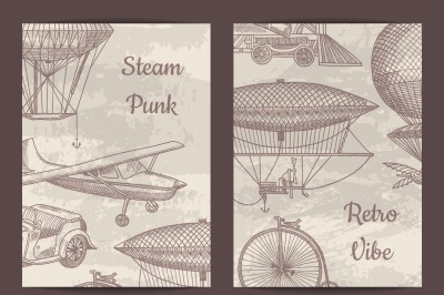 Vector card&2C; flyer or brochure template for steampunk