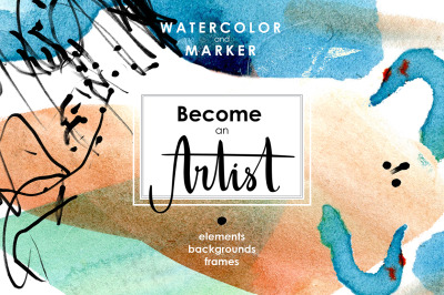 Be an Artist. Watercolor decor kit.