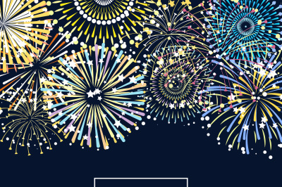 Vector banner or poster fireworks background illustration with place f