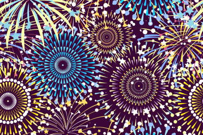 Vector pattern or background with fireworks exploding illustration